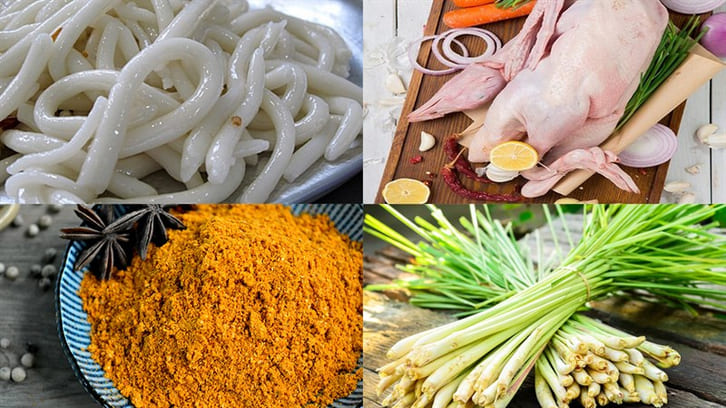 Nguyên liệu làm bánh tằm bì cay - món ngon của ẩm thực miền Tây