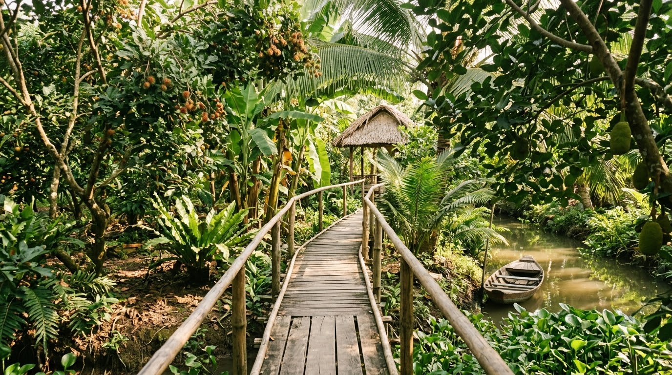 Các loại bánh dân gian miền Tây được chuẩn bị trong hoạt động trải nghiệm ẩm thực tại Cồn Sơn