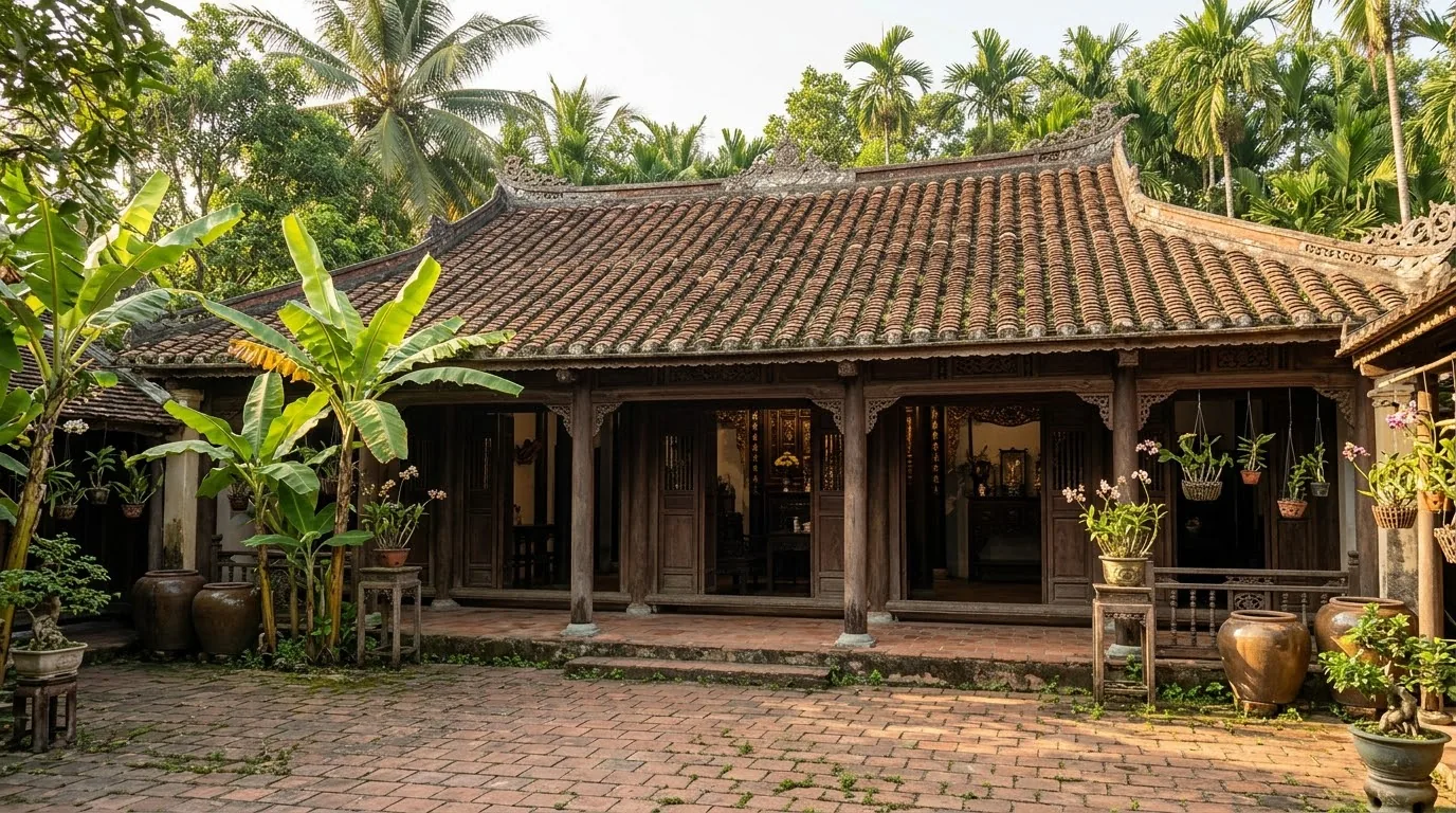 Mảng bao lam chạm thủng nhiều lớp tinh xảo thếp vàng bên trong lòng nhà